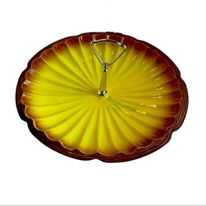 Vintage serving Tray California Pottry yellow brown